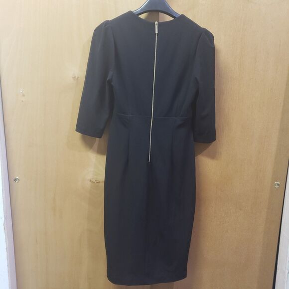 CALVIN KLEIN KNEE LENGTH V-NECK BLACK DRESS 3/4SLEEVES SIZE 6GREAT CONDITION! - Picture 4 of 5